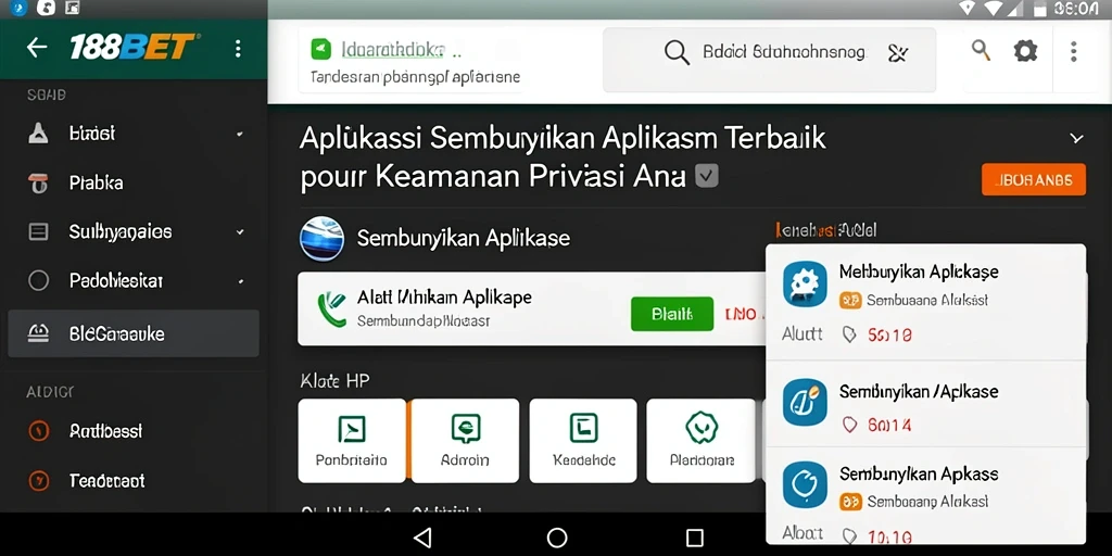 Tampilan antarmuka aplikasi 188BET untuk menyembunyikan aplikasi dengan mudah.