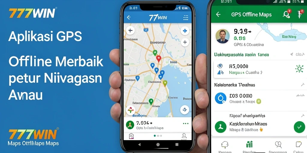 Antarmuka aplikasi GPS Offline Maps dengan peta detail dan fungsi navigasi.