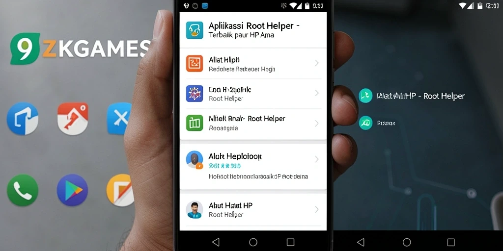 Tampilan antarmuka utama aplikasi Root Helper 9ZKGAMES.