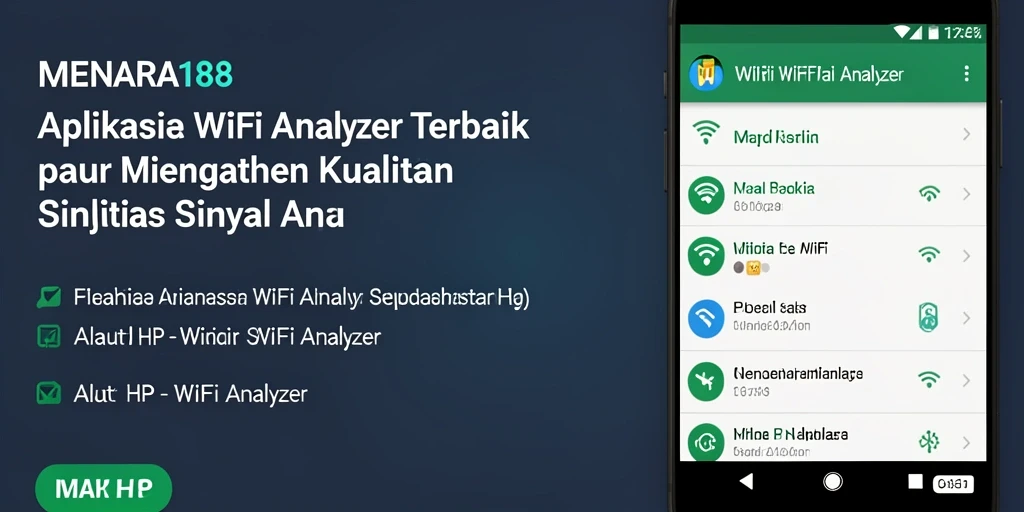 Tampilan antarmuka aplikasi MENARA188 dengan fitur WiFi Analyzer yang lengkap.