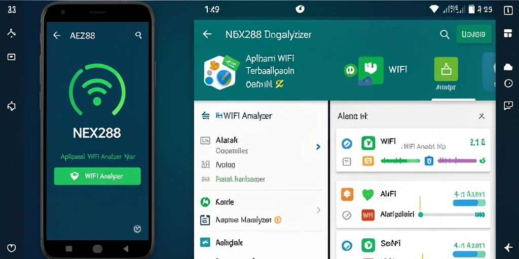 Tampilan antarmuka NEX288 yang sederhana dan informatif untuk WiFi Analyzer.