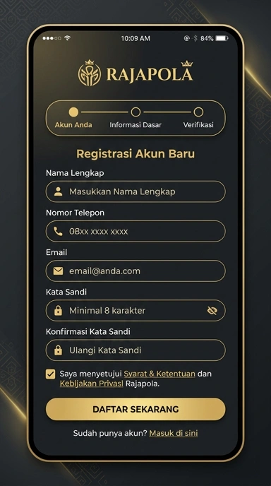 Tampilan halaman daftar rajapola